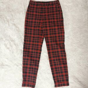 H&M Red and Black Slim Fit Trousers